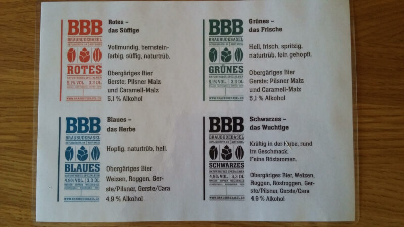 Bierkarte Birreria Basel
