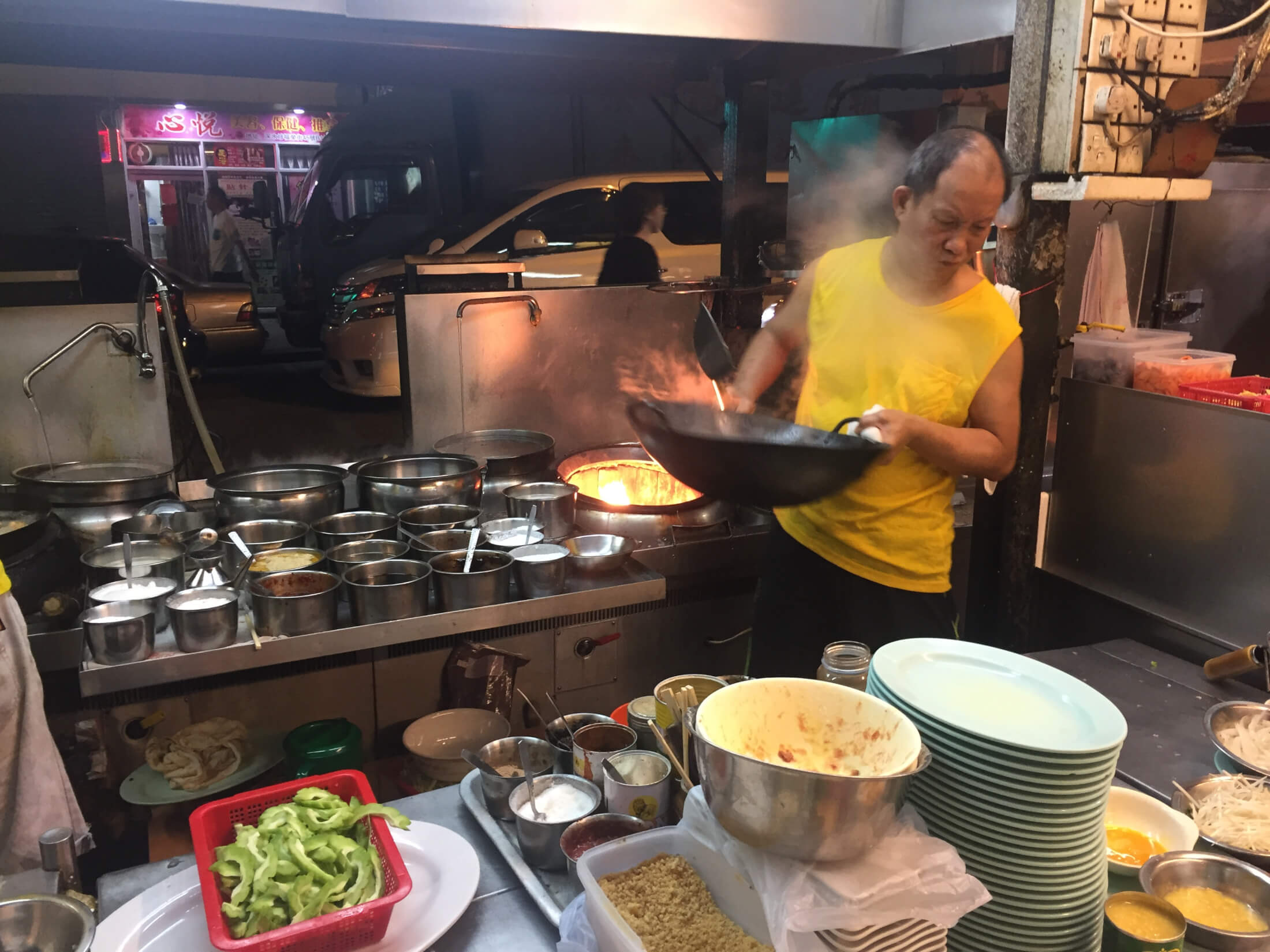 pfanne hongkong braten markt essen