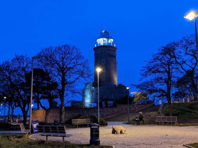 Der 90 Meter hohe Leuchtturm aus dem 17. Jahrhundert in Kolberg