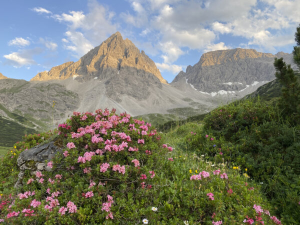 Abend bei der Hanauer Hütte mit der Dremelspitze daneben