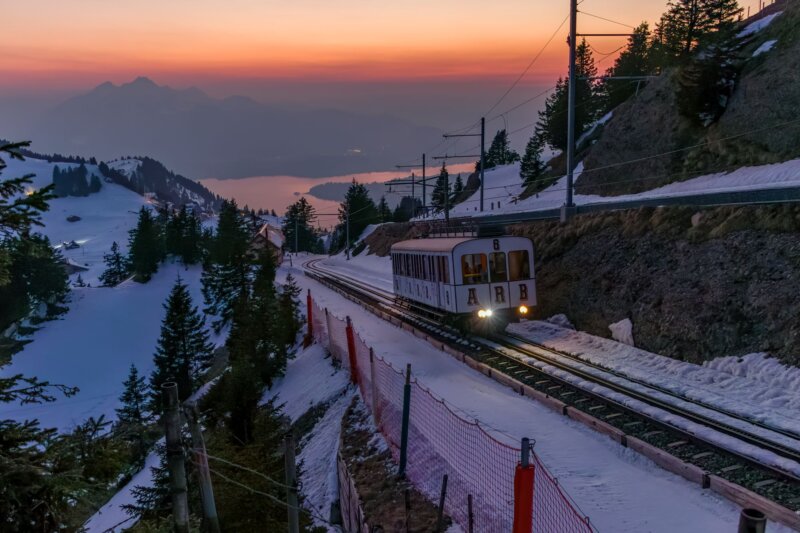 Rigi-Bahnen Sonnenuntergang Winter
