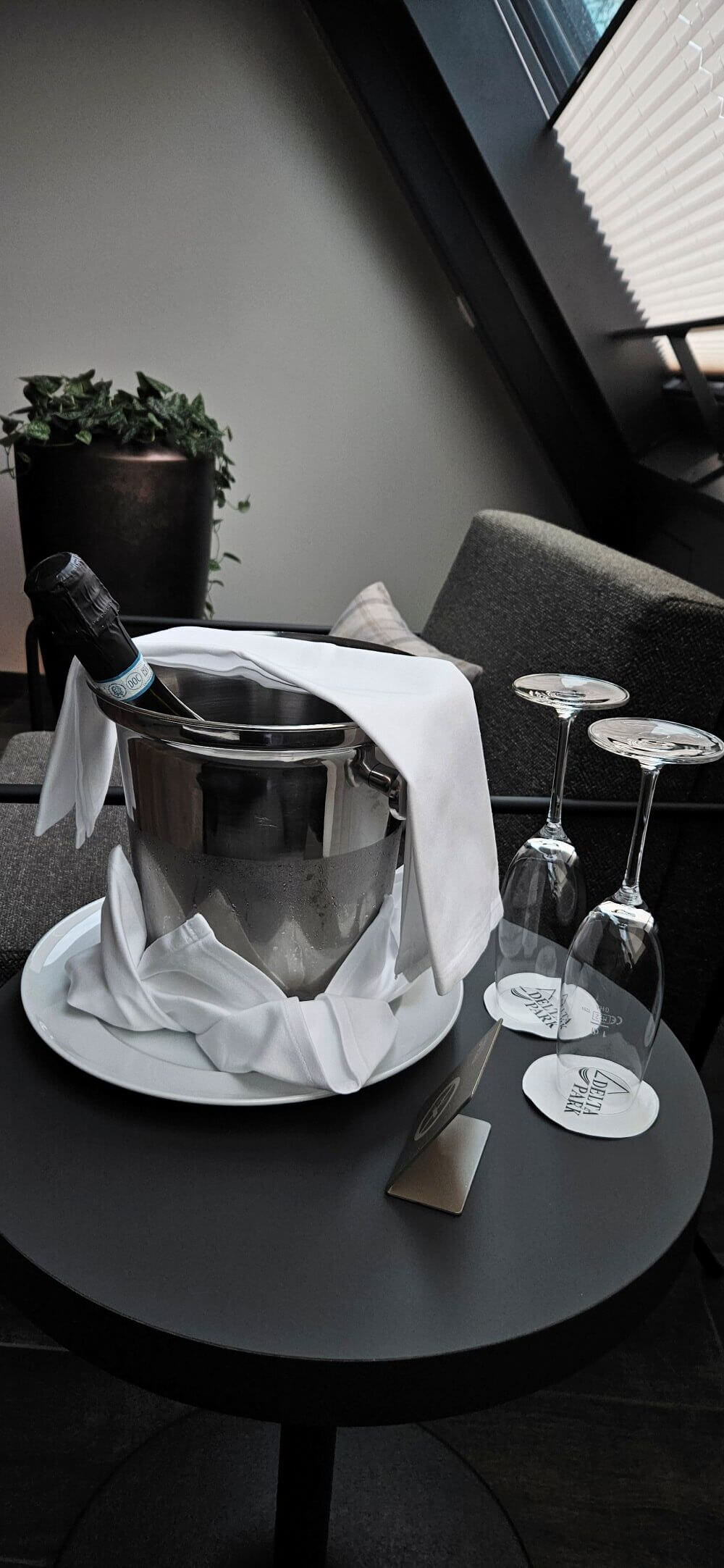 Prosecco Kamin in der Wellness Suite im Deltapark Vitalresort